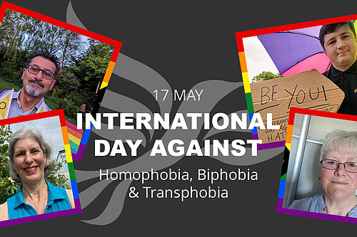 International Day Against Homophobia, Biphobia & Transphobia, featuring Ganesh Gudka, Sharon Perry, Lesley Millard & Ross Baker